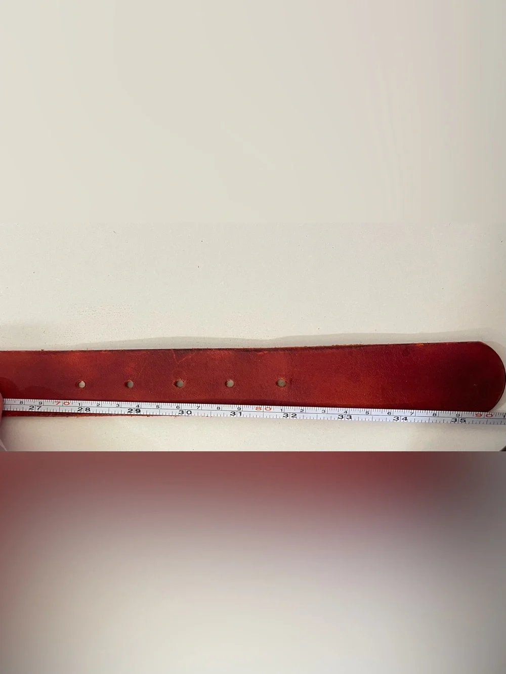 Vintage Men's Red Leather Belt with‎ Antique Brass Buckle Size M
